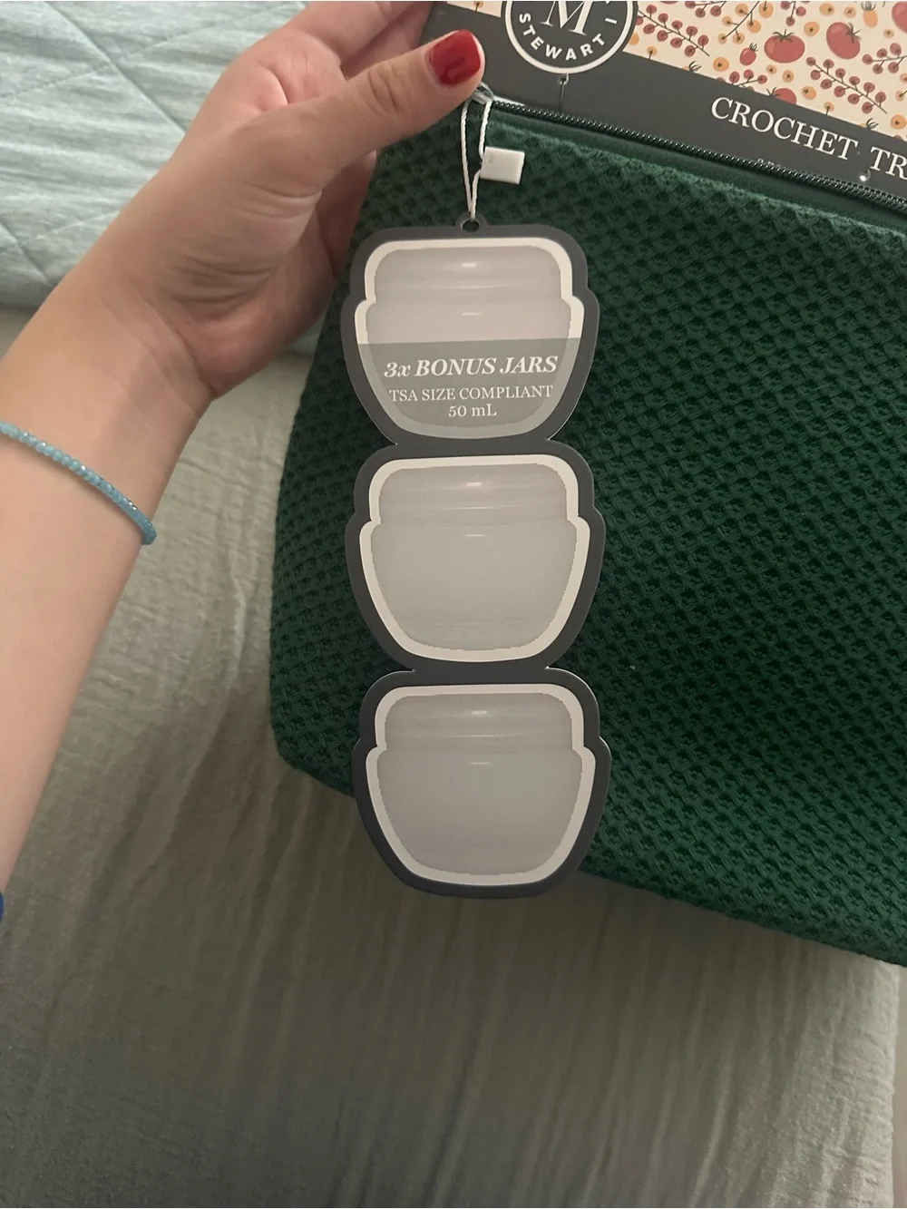 Martha Stewart Crochet Travel Toiletry Bag - Forest Green